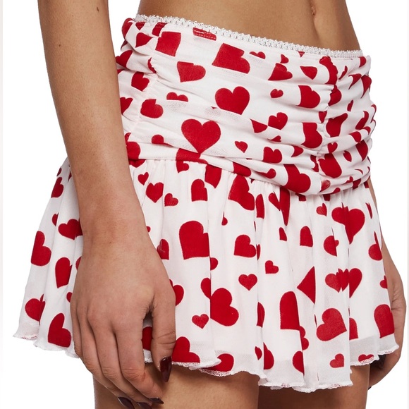 NWT SUGAR THRILLZ LOVE SURROUNDS ME RUCHED SKIRT - WHITE XS - Picture 8 of 8